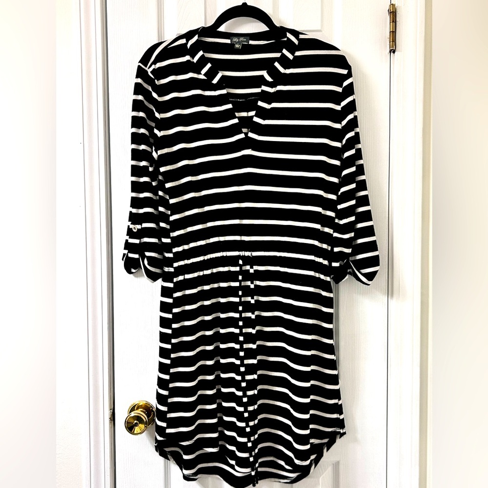 Lily Rose Black and White Striped Dress